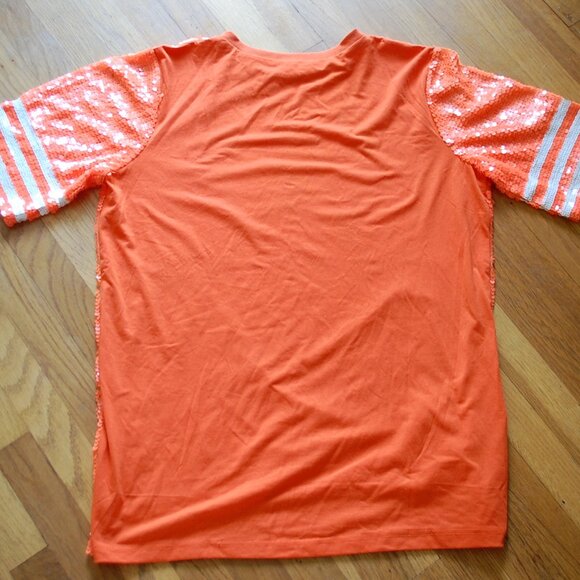 Why Dress One Size Clemson Tigers Orange Sequin Shirt Dress College Game Day - Picture 6 of 6